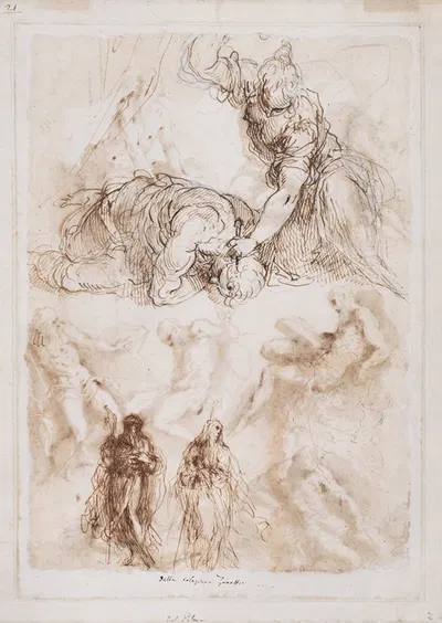 Studies of Jael and Sisera and Other Figures by Якопо Пальма Ил Веккьо — digital art print download