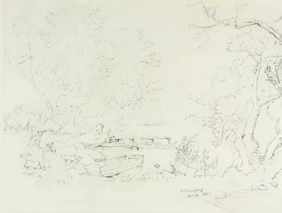 River Landscape by Джаспер Фрэнсис Кропси, 1847 — digital art print download