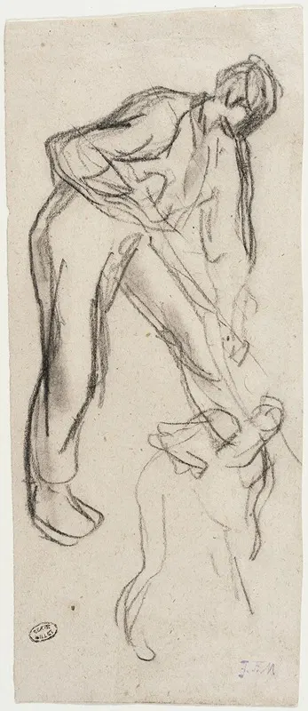 Studies of a Man Digging by Жан-Франсуа Миле, 1863 — digital art print download