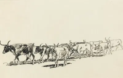 Standing Herd by Edward Borein, 1915 — digital art print download