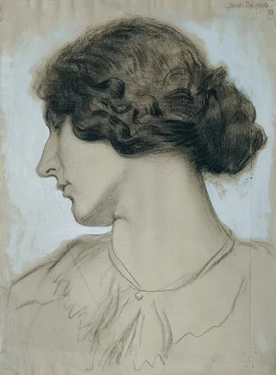 Kopf einer jungen Frau im Profil by Йозеф Вавра, 1918 — digital art print download