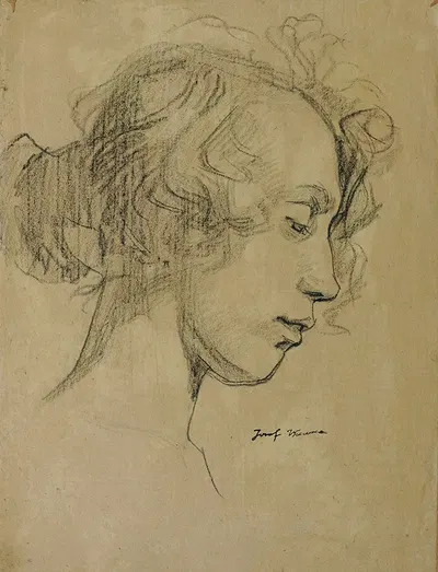 Mädchenkopf im Profil by Йозеф Вавра, 1920 — digital art print download