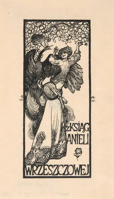 Ekslibris Anieli Wrzeszczowej by Józef Mehoffer, 1907 — digital art print download