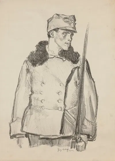 Portrait Study of a Legionnaire by Józef Mehoffer, 1915 - 1916 — digital art print download