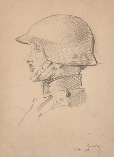 Study of a soldier's head by Józef Mehoffer, 1918 — digital art print download
