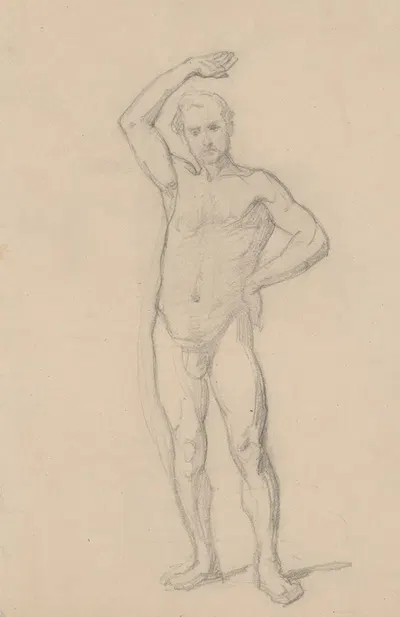 Nude sketch to the high priest to the painting 'Martyrdom of St. Matthias' by Юзеф Симмлер, 1866-1867 — digital art print…