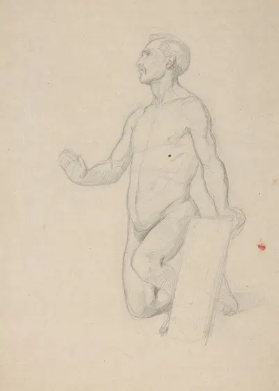 Nude study for the figure of Moses in the painting 'The Immaculate Conception of the Blessed Virgin Mary' by Юзеф Симмлер,…