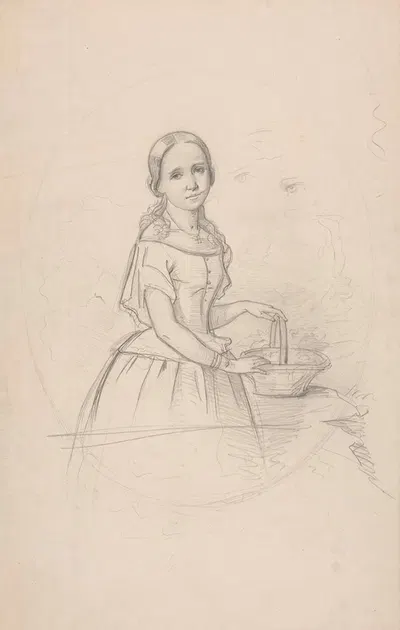 Portrait of Franciszka Wołowska, Sister of Feliks Jasieński's Mother by Юзеф Симмлер, 1853 — digital art print download