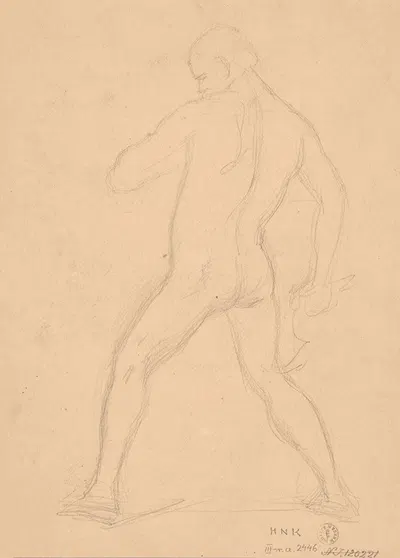 Sketch of nude male to the painting 'Martyrdom of St. Matthias' by Юзеф Симмлер, 1866-1867 — digital art print download
