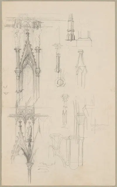 Sketches of Gothic architectural details by Юзеф Симмлер, 1861-1867 — digital art print download
