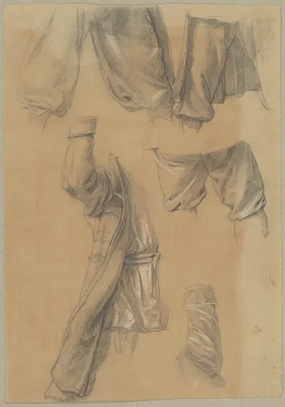 Studies of clothing fragments of assailants to the painting 'Martyrdom of St Josaphat Kuntsevych' by Юзеф Симмлер, 1861 —…