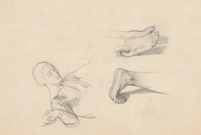 Studies of feet of Nicodemus and Christ to the painting 'Entombment' by Юзеф Симмлер, 1850 — digital art print download