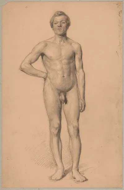 Study of a nude male by Юзеф Симмлер, 1858 — digital art print download