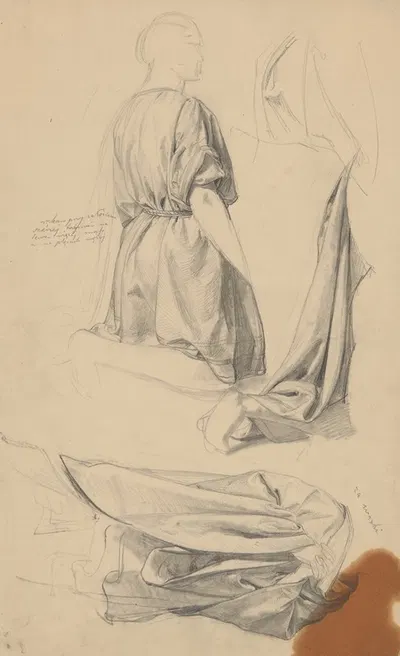 Study of drapery of Nicodemus' robes to the painting 'Entombment' by Юзеф Симмлер, 1850 — digital art print download
