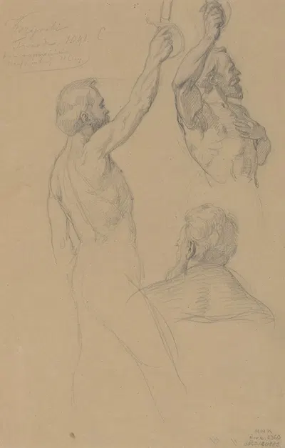 Study of figures for the painting 'Queen Jadwiga's Oath' by Юзеф Симмлер, 1867 — digital art print download