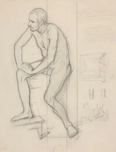 Study of the king figure for the painting 'Death of Barbara Radziwiłł' by Юзеф Симмлер, 1860 — digital art print download