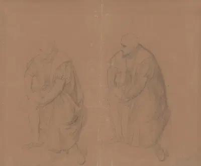 Study of the king's figure for the painting 'Death of Barbara Radziwiłł' by Юзеф Симмлер, 1860 — digital art print download