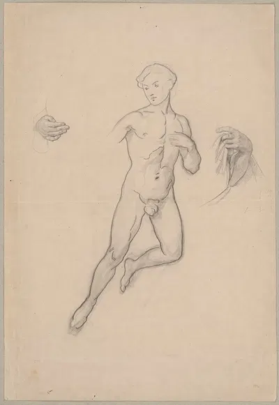 Szkic postaci Amora do plafonu 'Pochód weselny Amora i Psyche' by Юзеф Симмлер, 1863 — digital art print download