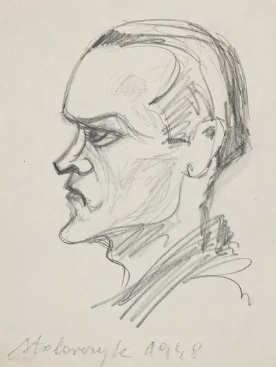 Portret kolegi Stolarczyka, studenta ASP w Krakowie. by Marian Kopf, 1948 — digital art print download