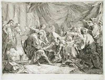 Wounded Antiochus after His Fall Dictating His Will by Nöel Hallé, 1738 — digital art print download