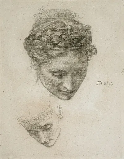 Study of Two Heads by Эдвард Джон Пойнтер, 1874 — digital art print download