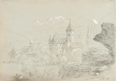 Castle of Spiez, Lake Thun by Томас Коул, 1841 — digital art print download