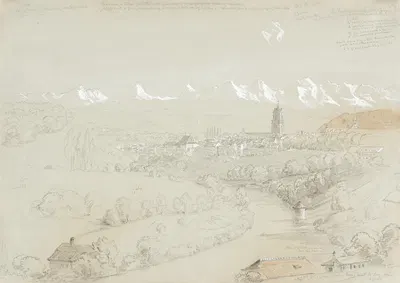 Landscape with View of Bern by Томас Коул, 1841 — digital art print download