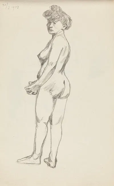 akt stojącej kobiety by Adolf Sternschuss, 1908 — digital art print download