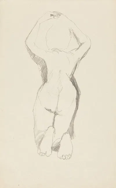Akt klęczącej kobiety z uniesionymi rękoma by Adolf Sternschuss, 1908 — digital art print download