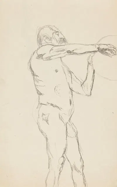 akt stojącego mężczyzny z wąsami by Adolf Sternschuss, 1908 — digital art print download