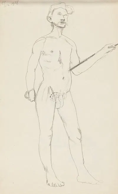 akt stojącego mężczyzny by Adolf Sternschuss, 1908 — digital art print download