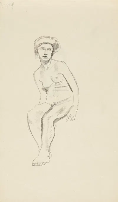 akt siedzącej kobiety by Adolf Sternschuss, 1909 — digital art print download