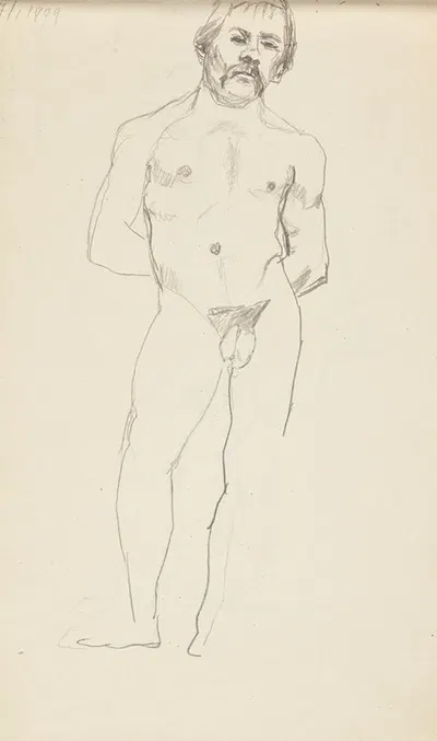 akt stojącego mężczyzny by Adolf Sternschuss, 1909 — digital art print download
