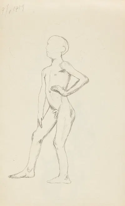 akt stojącego chłopca by Adolf Sternschuss, 1909 — digital art print download