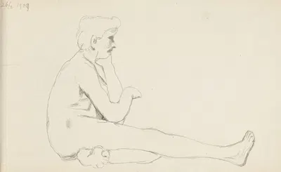 akt siedzącego mężczyzny by Adolf Sternschuss, 1909 — digital art print download