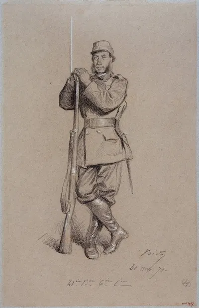 Portrait d' Emile Templier pendant le siège de Paris. by Alexandre Bida, 1870 — digital art print download