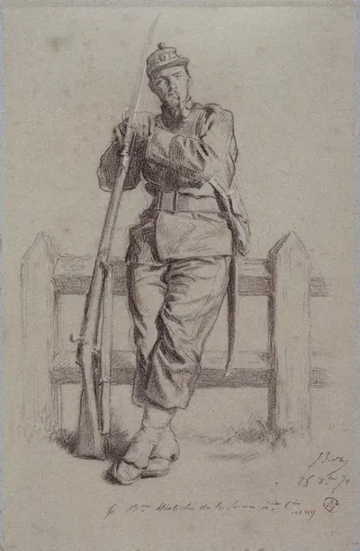 Portrait d'Armand Templier en uniforme de mobile. by Alexandre Bida, 1870 — digital art print download