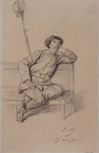 Portrait de Charles Garnier pendant le siège de Paris. by Александр Бида, 1870 — digital art print download