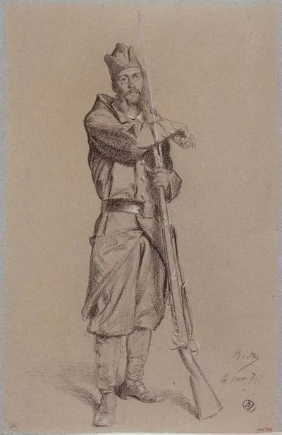 Portrait de G. Fouret pendant le siège de Paris. by Александр Бида, 1870 — digital art print download