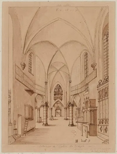 Intérieur de l'église du Temple. by Альфред Боннардо, 1842 — digital art print download