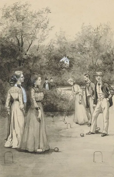 Мужчины и женщины играют в крокет by Анна Мария Круйфф, 1905 — digital art print download