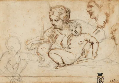The Madonna and Sleeping Child with the Infant Baptist by Annibale Carracci — digital art print download