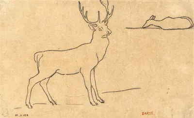 Cerf debout à droite by Антуан-Луи Барье — digital art print download