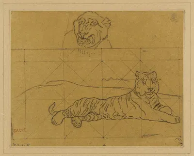 Deux études de tigres by Антуан-Луи Барье — digital art print download