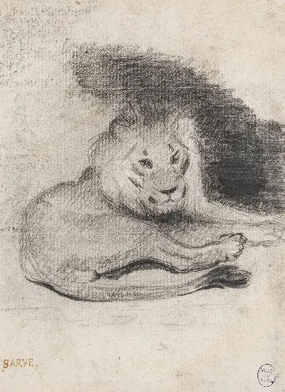 Etude de lion couché by Антуан-Луи Барье — digital art print download