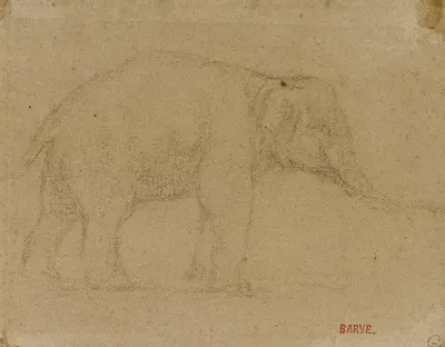 Etude d'éléphant marchant by Антуан-Луи Барье — digital art print download