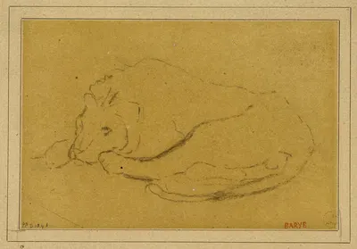 Lion couché la tête entre ses pattes by Антуан-Луи Барье — digital art print download