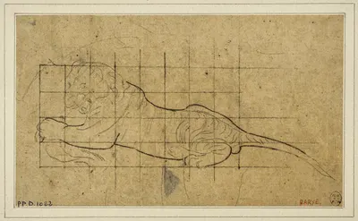 Tigre couché à gauche by Antoine-Louis Barye — digital art print download