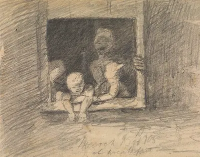 Children Leaning From a Window by Benjamin Robert Haydon, 1805 — digital art print download