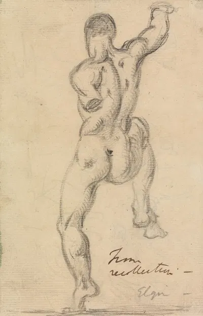 Rear View Figure Study of a Male Nude by Benjamin Robert Haydon — digital art print download